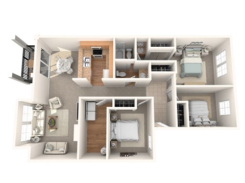 Floor plan for 3 beds, 1.5 baths, 1134 sqft